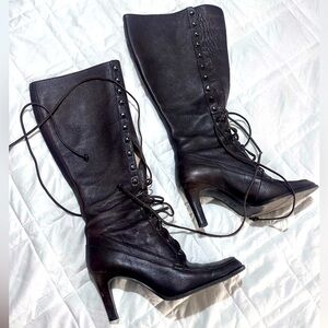 Michael Kors Black Lace-Up Heeled Boots
